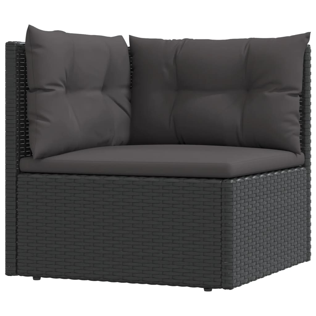 8 Piece Outdoor Sofa Set with Cushions Black Poly Rattan