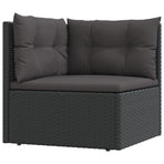 7 Piece Outdoor Sofa Set with Cushions Black Poly Rattan