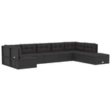 8 Piece Outdoor Sofa Set with Cushions Black Poly Rattan - Side View