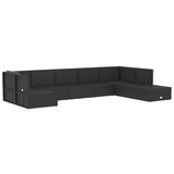 8 Piece Outdoor Sofa Set with Cushions Black Poly Rattan - Top-Down View