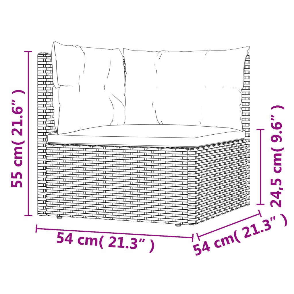 8 Piece Outdoor Sofa Set with Cushions Black Poly Rattan