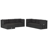 7 Piece Outdoor Sofa Set with Cushions Black Poly Rattan