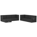 7 Piece Outdoor Sofa Set with Cushions Black Poly Rattan - Top-Down View
