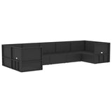 7 Piece Outdoor Sofa Set with Cushions Black Poly Rattan - Top-Down View