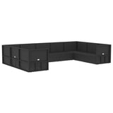 9 Piece Outdoor Sofa Set with Cushions Black Poly Rattan