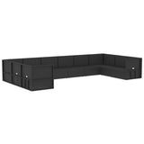 10 Piece Outdoor Sofa Set with Cushions Black Poly Rattan