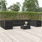 10 Piece Outdoor Sofa Set with Cushions Black Poly Rattan