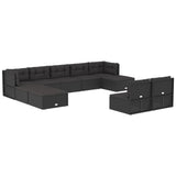 10 Piece Outdoor Sofa Set with Cushions Black Poly Rattan - Side View
