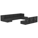 10 Piece Outdoor Sofa Set with Cushions Black Poly Rattan - Top-Down View