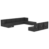 11 Piece Outdoor Sofa Set with Cushions Black Poly Rattan - Top-Down View