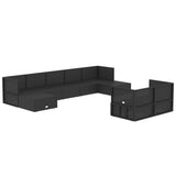 9 Piece Outdoor Sofa Set with Cushions Black Poly Rattan - Top-Down View