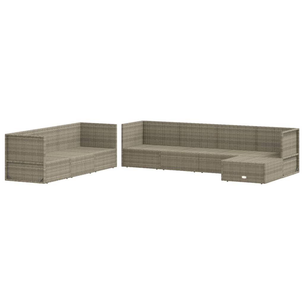 8 Piece Garden Lounge Set with Cushions Grey Poly Rattan