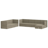 8 Piece Garden Lounge Set with Cushions Grey Poly Rattan - Top-Down View