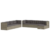 9 Piece Garden Lounge Set with Cushions Grey Poly Rattan