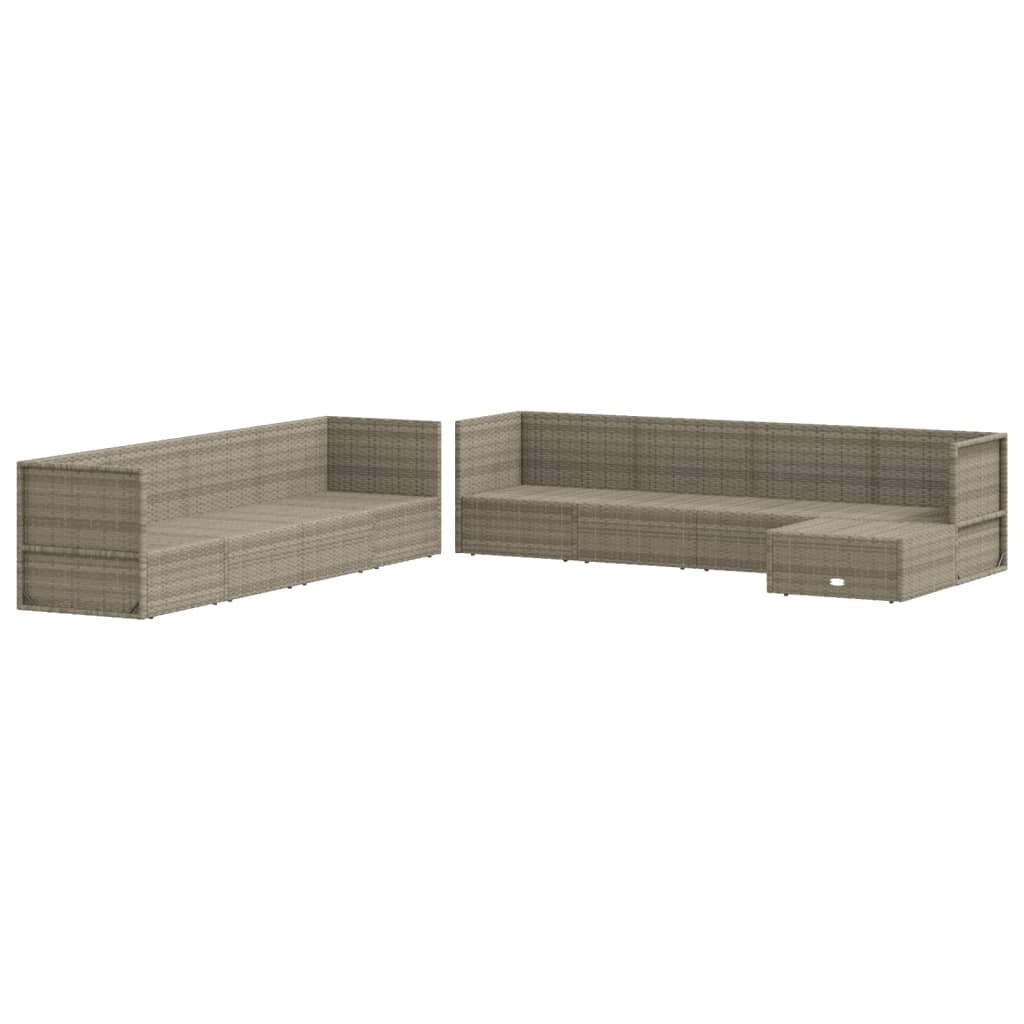 9 Piece Garden Lounge Set with Cushions Grey Poly Rattan