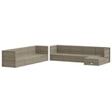 9 Piece Garden Lounge Set with Cushions Grey Poly Rattan