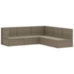 5 Piece Garden Lounge Set with Cushions Grey Poly Rattan