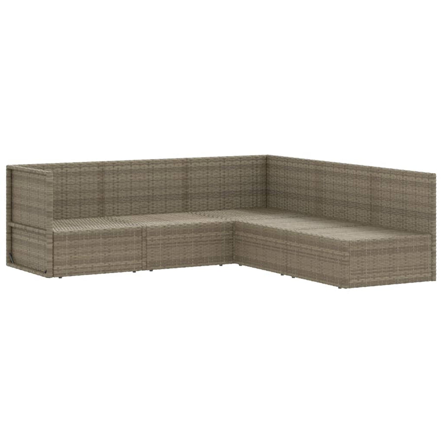 5 Piece Garden Lounge Set with Cushions Grey Poly Rattan