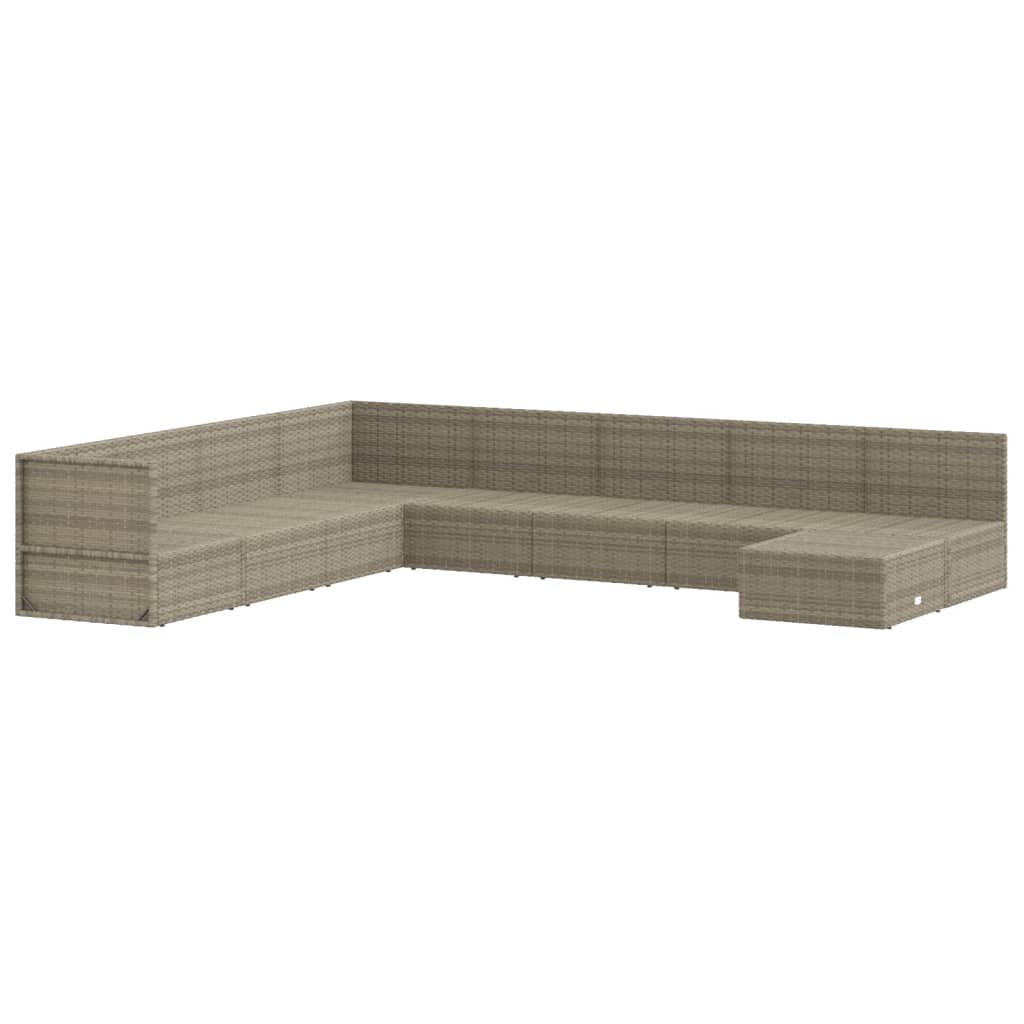 9 Piece Garden Lounge Set with Cushions Grey Poly Rattan