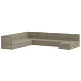 9 Piece Garden Lounge Set with Cushions Grey Poly Rattan