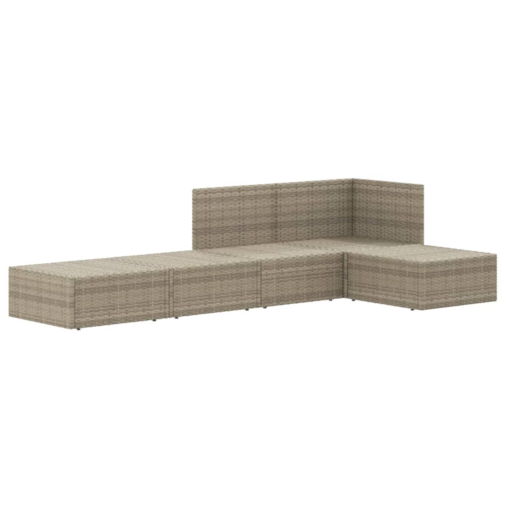 5 Piece Garden Lounge Set with Cushions Grey Poly Rattan