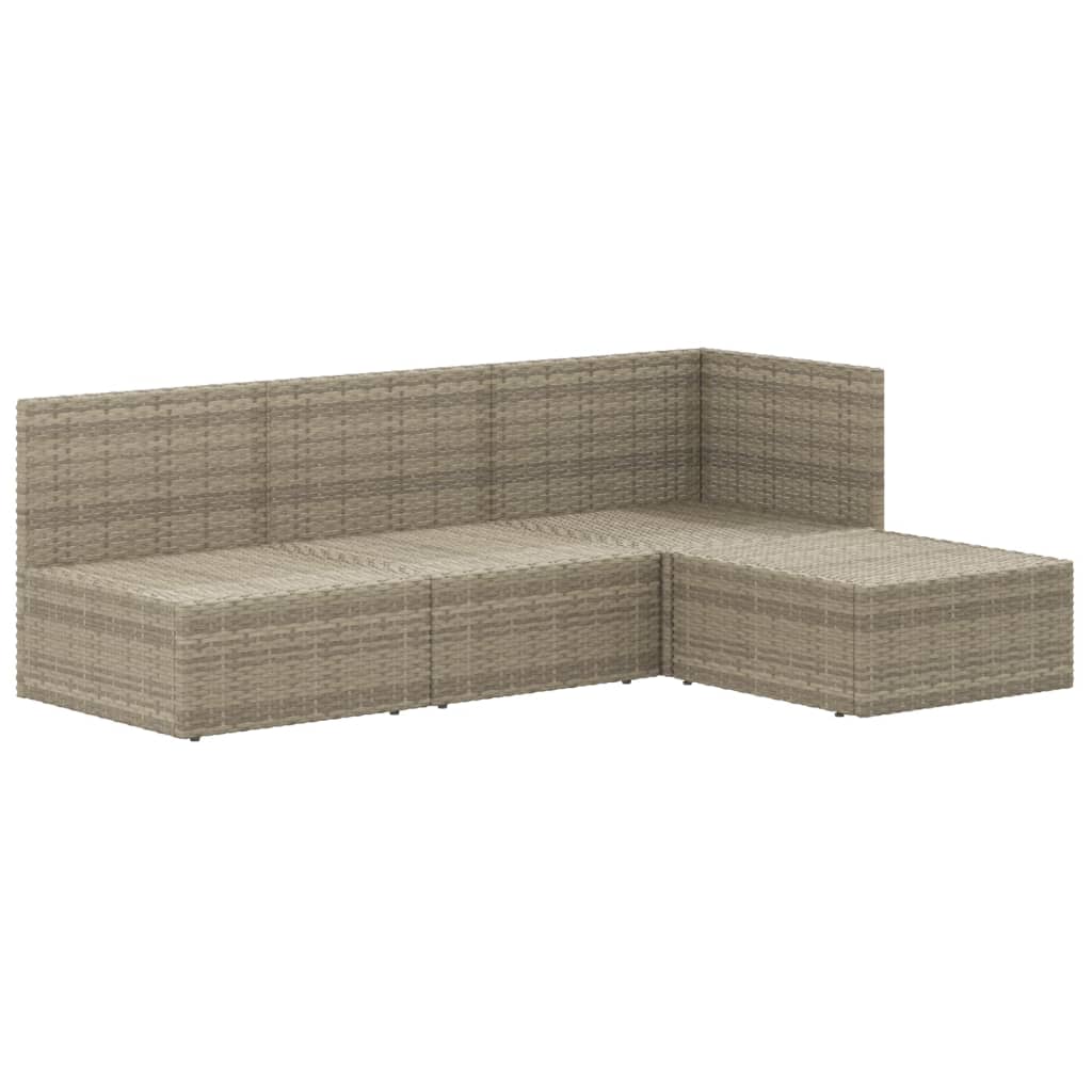 4 Piece Garden Lounge Set with Cushions Grey Poly Rattan