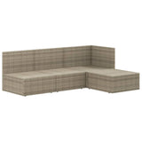 4 Piece Garden Lounge Set with Cushions Grey Poly Rattan