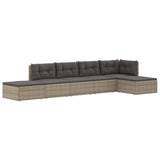 6 Piece Garden Lounge Set with Cushions Grey Poly Rattan - Side View