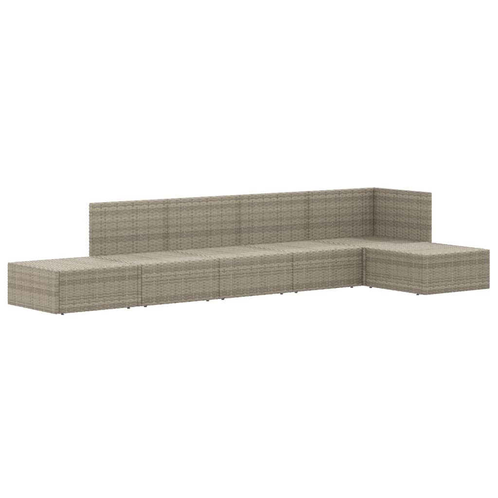 6 Piece Garden Lounge Set with Cushions Grey Poly Rattan