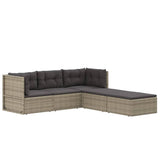 5 Piece Garden Lounge Set with Cushions Grey Poly Rattan - Side View