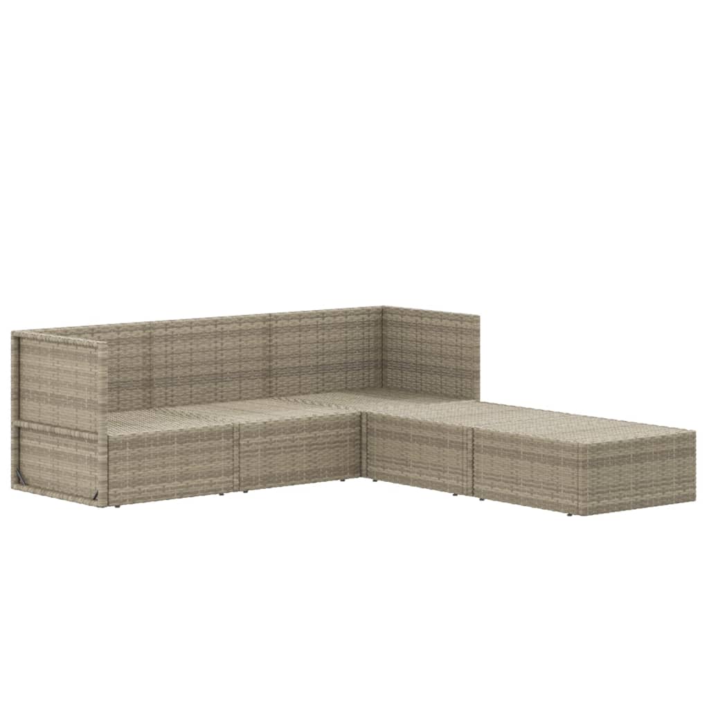 5 Piece Garden Lounge Set with Cushions Grey Poly Rattan