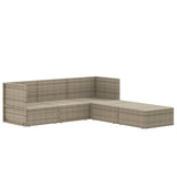 5 Piece Garden Lounge Set with Cushions Grey Poly Rattan