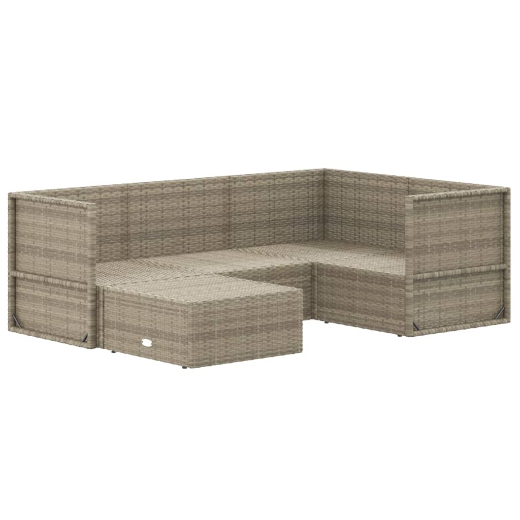 5 Piece Garden Lounge Set with Cushions Grey Poly Rattan