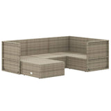 5 Piece Garden Lounge Set with Cushions Grey Poly Rattan - Top-Down View