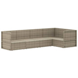 5 Piece Garden Lounge Set with Cushions Grey Poly Rattan - Top-Down View