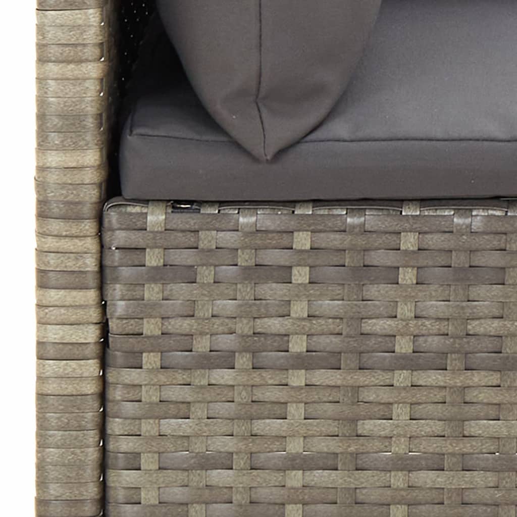 5 Piece Garden Lounge Set with Cushions Grey Poly Rattan
