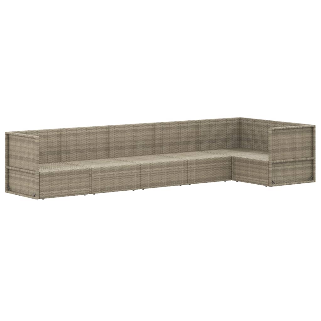 6 Piece Garden Lounge Set with Cushions Grey Poly Rattan