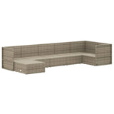 7 Piece Garden Lounge Set with Cushions Grey Poly Rattan