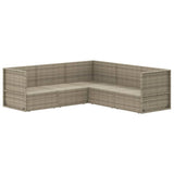 5 Piece Garden Lounge Set with Cushions Grey Poly Rattan