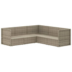 5 Piece Garden Lounge Set with Cushions Grey Poly Rattan