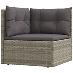 5 Piece Garden Lounge Set with Cushions Grey Poly Rattan