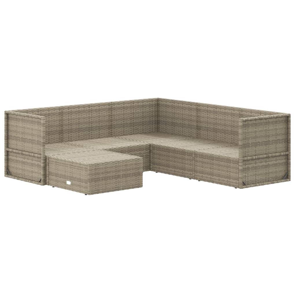 6 Piece Garden Lounge Set with Cushions Grey Poly Rattan