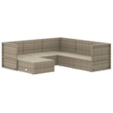 6 Piece Garden Lounge Set with Cushions Grey Poly Rattan