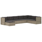 8 Piece Garden Lounge Set with Cushions Grey Poly Rattan