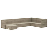 8 Piece Garden Lounge Set with Cushions Grey Poly Rattan