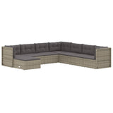 8 Piece Garden Lounge Set with Cushions Grey Poly Rattan