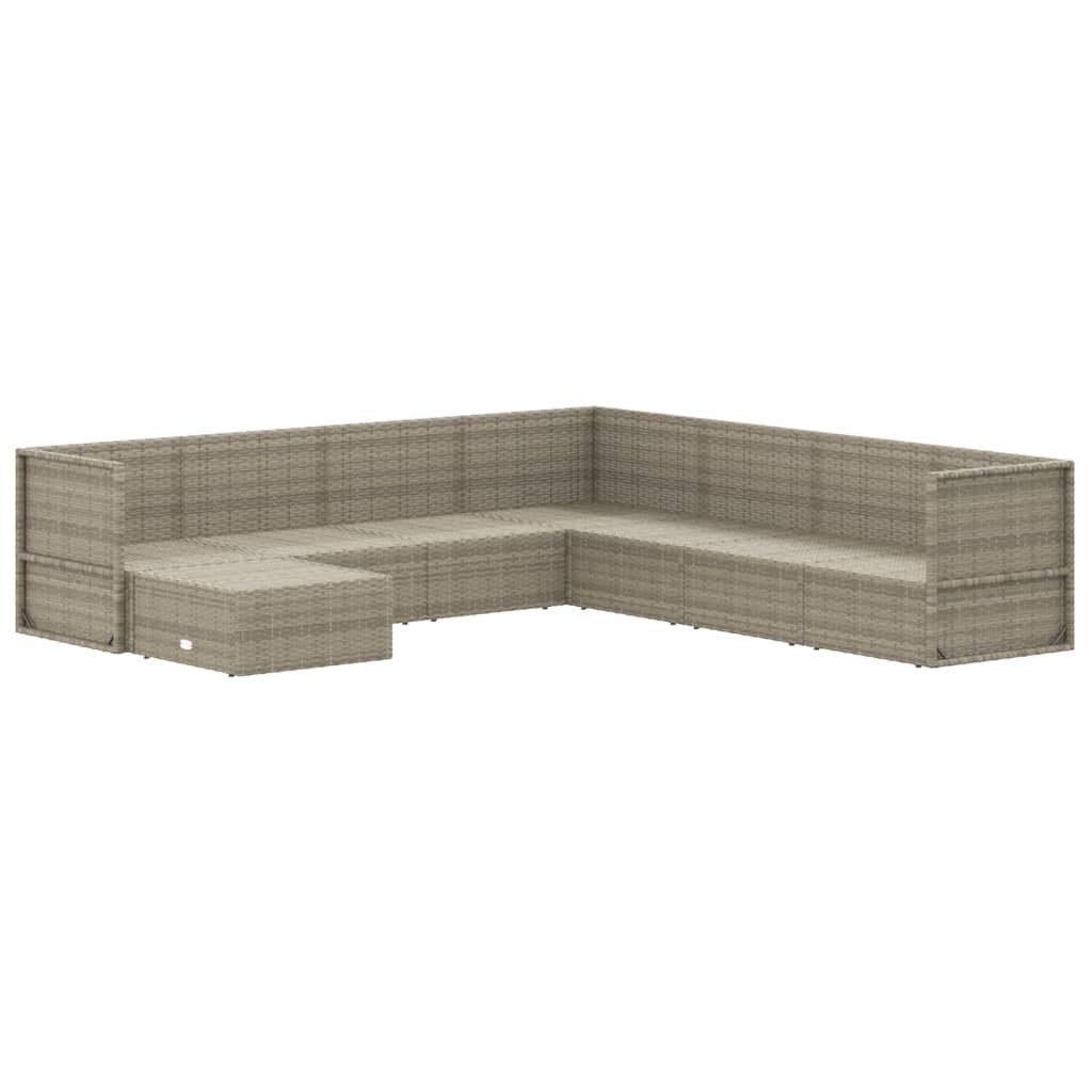 8 Piece Garden Lounge Set with Cushions Grey Poly Rattan
