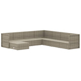 8 Piece Garden Lounge Set with Cushions Grey Poly Rattan