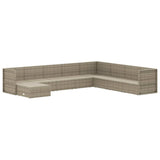 9 Piece Garden Lounge Set with Cushions Grey Poly Rattan