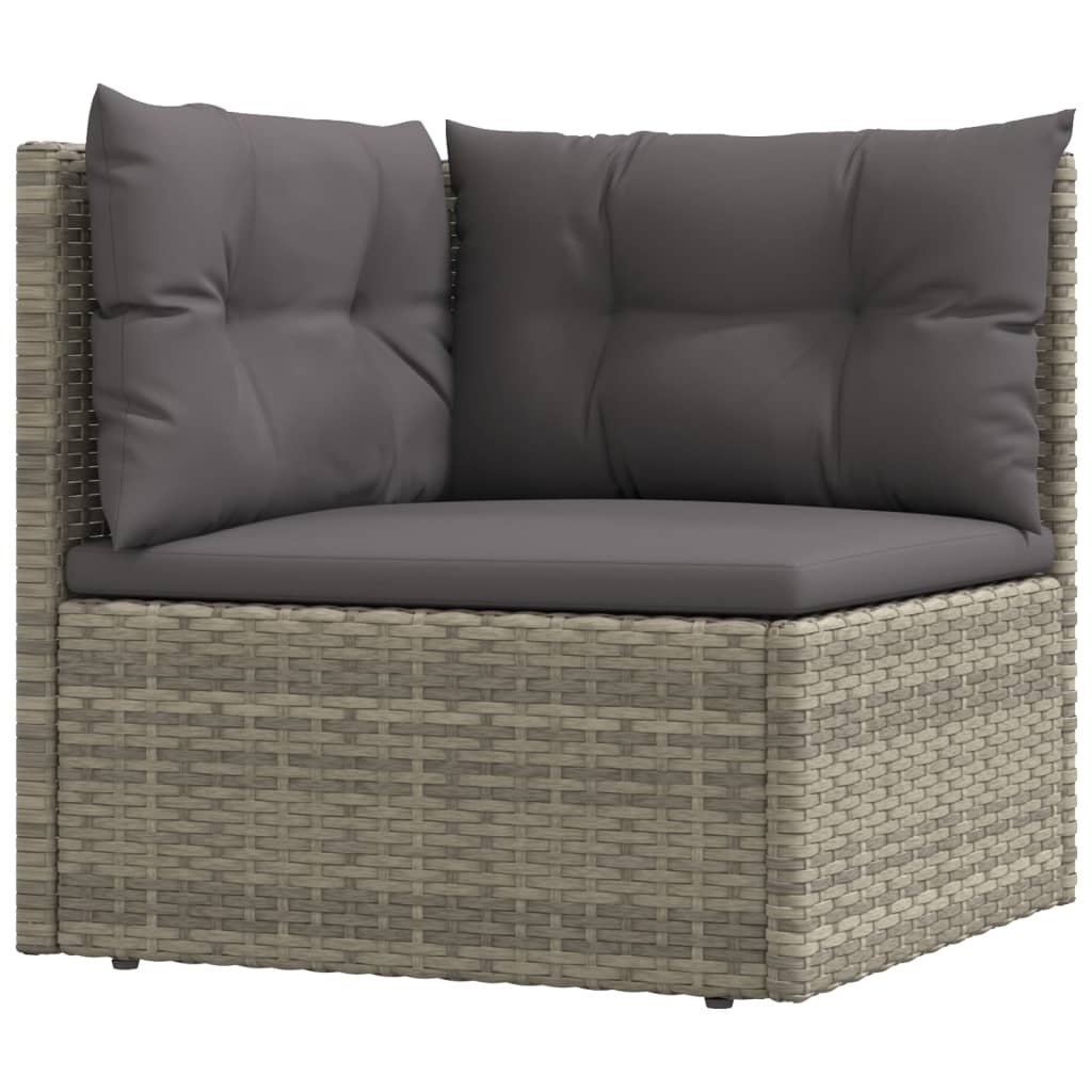 9 Piece Garden Lounge Set with Cushions Grey Poly Rattan